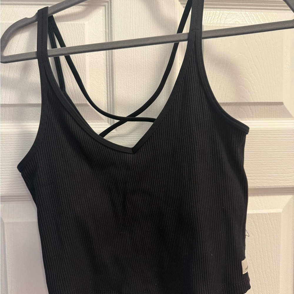 Vuori Black Ribbed Tank Top